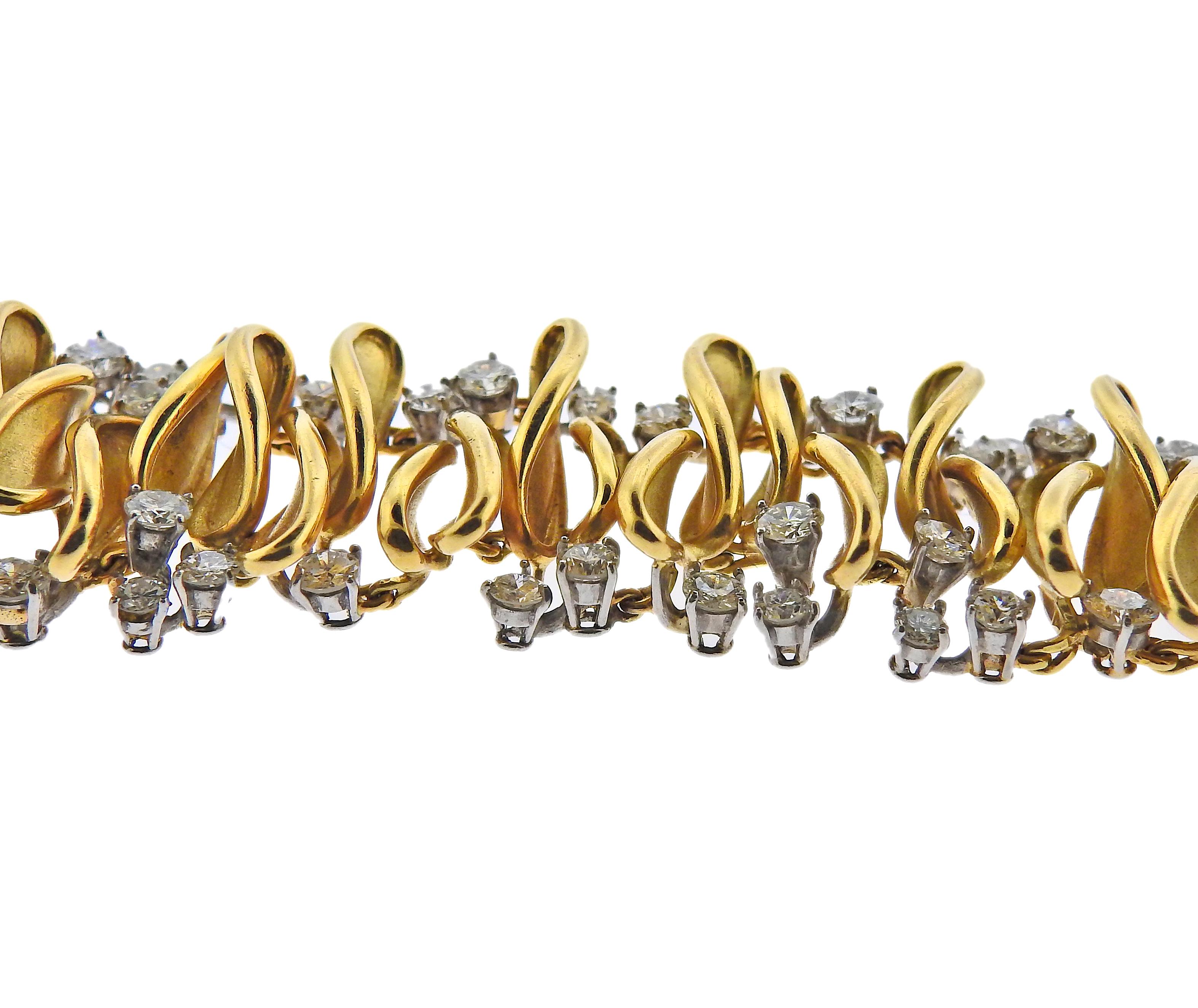 Round Cut French Diamond Gold Bracelet