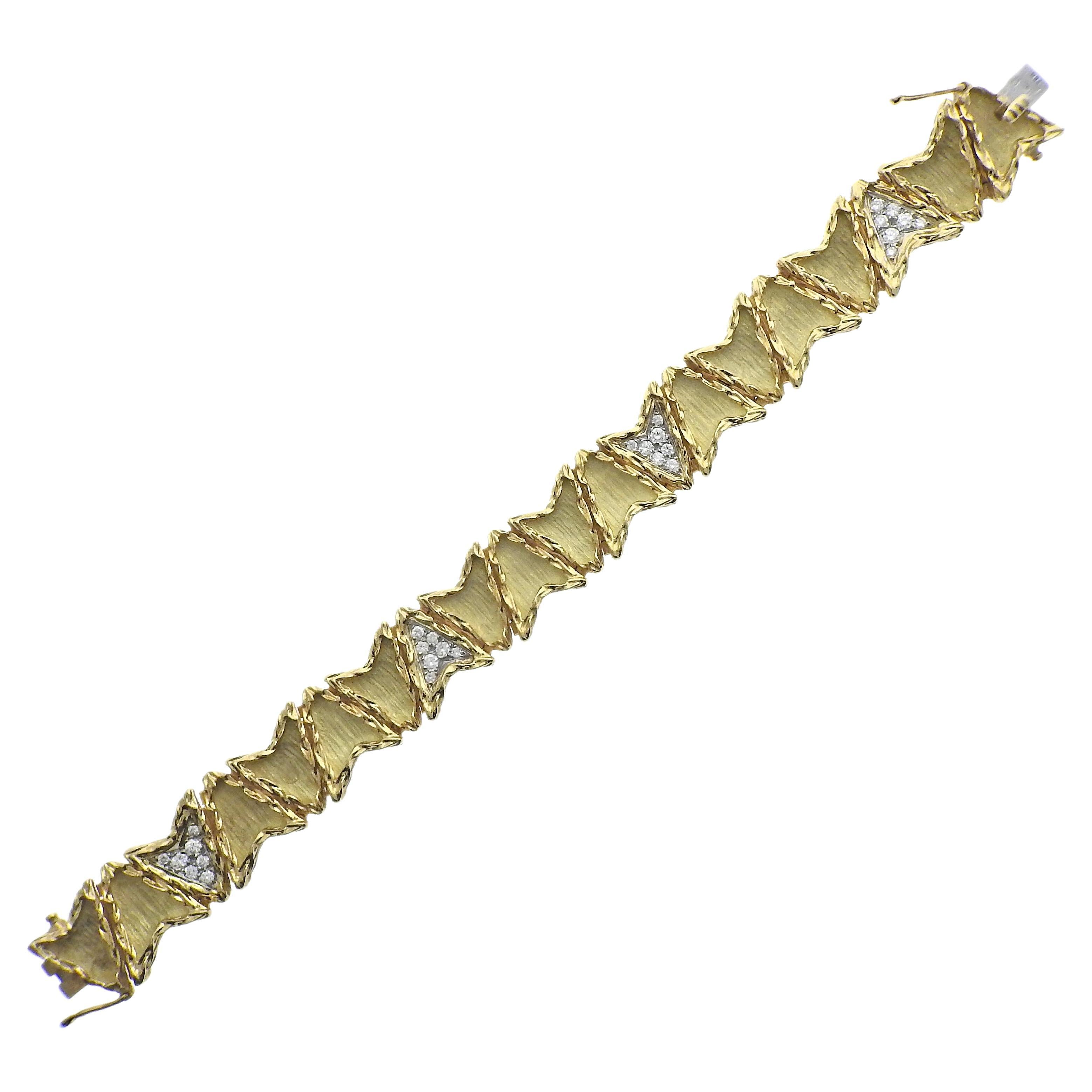 French Diamond Gold Bracelet For Sale