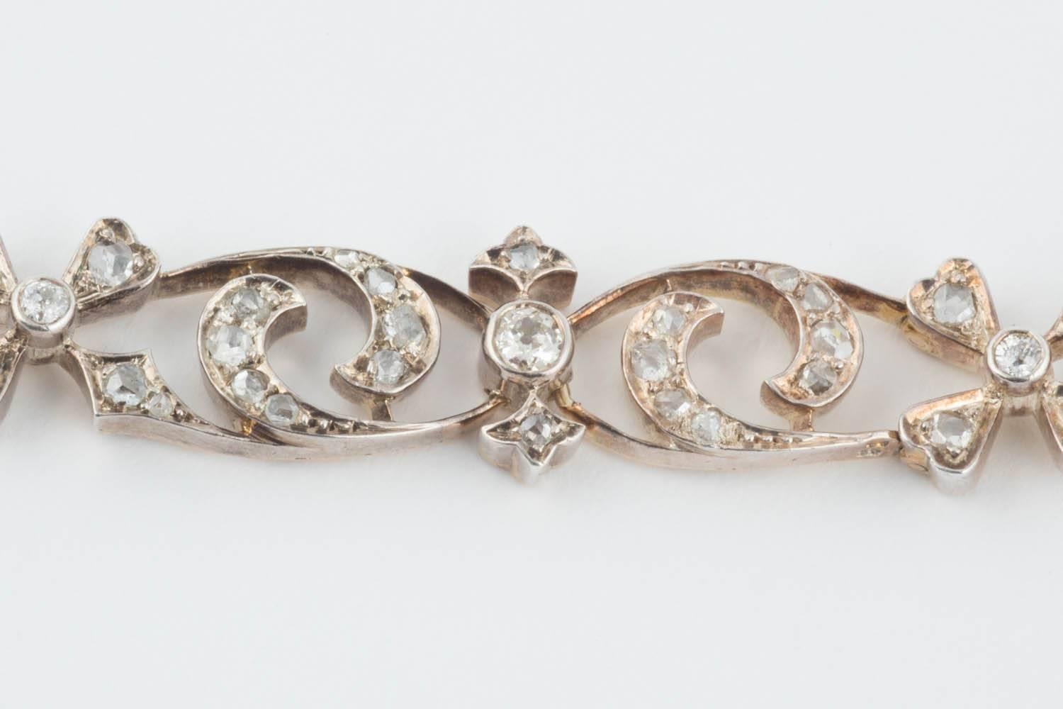 Women's or Men's French Diamond 18k Gold Bracelet, 19th Century, Paris