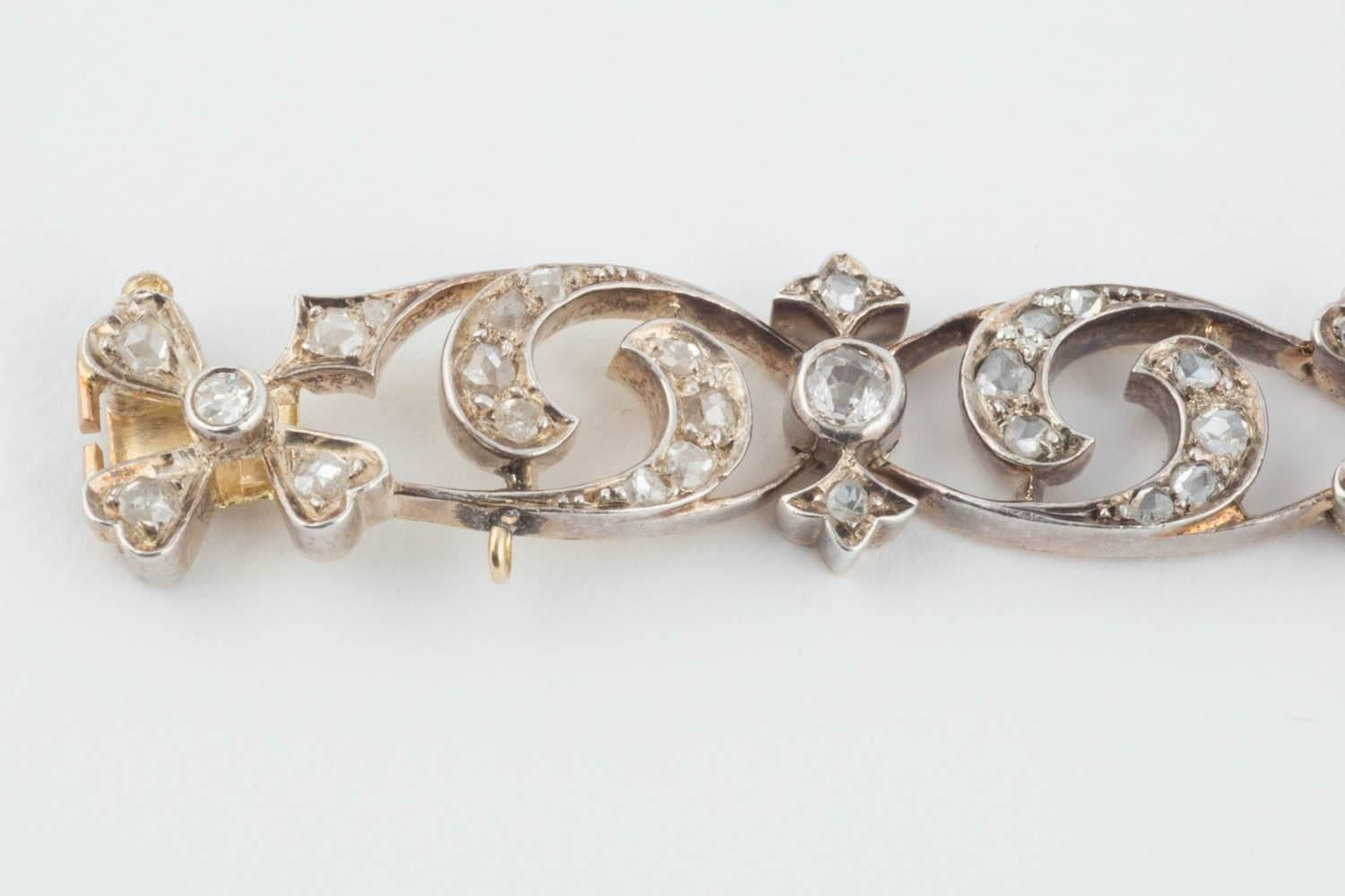 French Diamond 18k Gold Bracelet, 19th Century, Paris In Good Condition In St. Catharines, ON