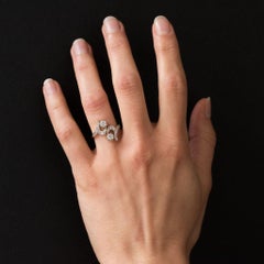 Anello Art Nouveau francese Spirit Diamond in oro giallo 18 carati e platino