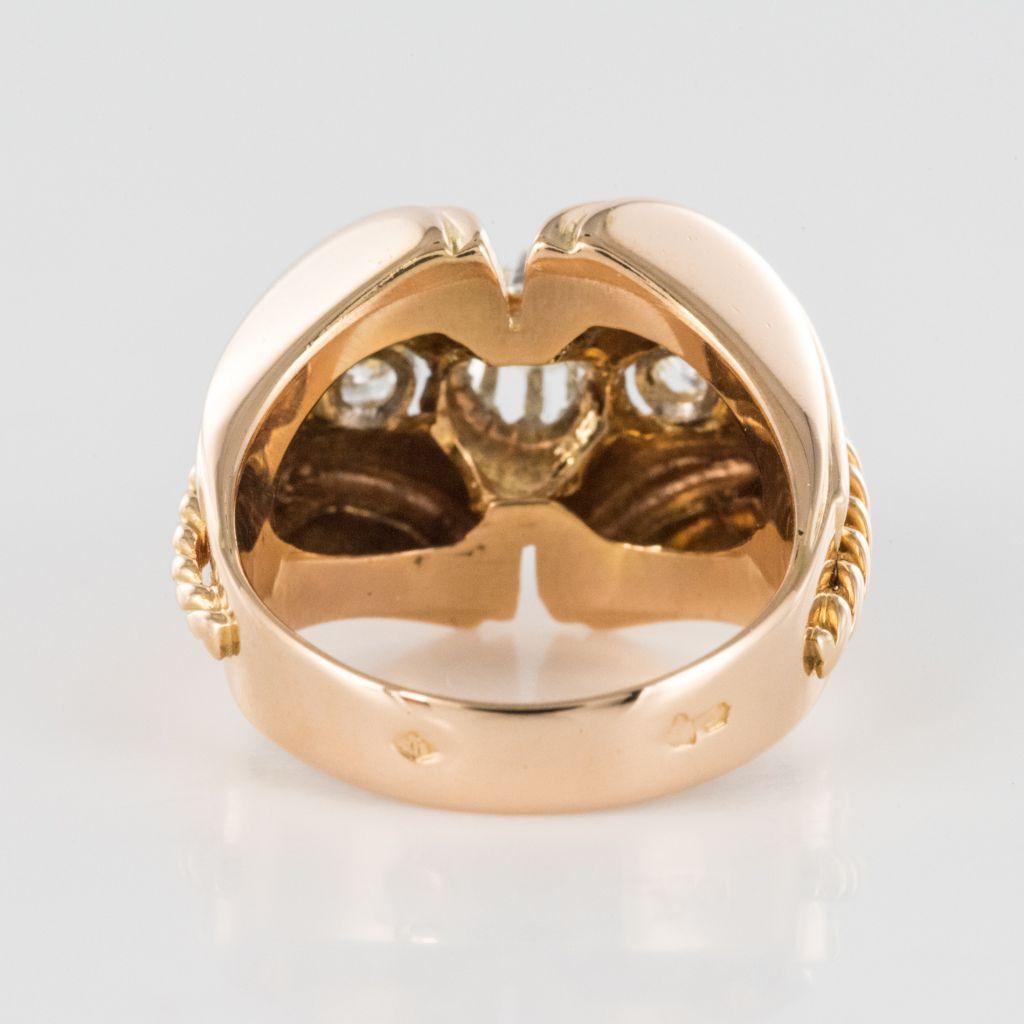 French Diamond Gold Tank Ring 8