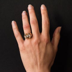 French Diamond Gold Tank Ring