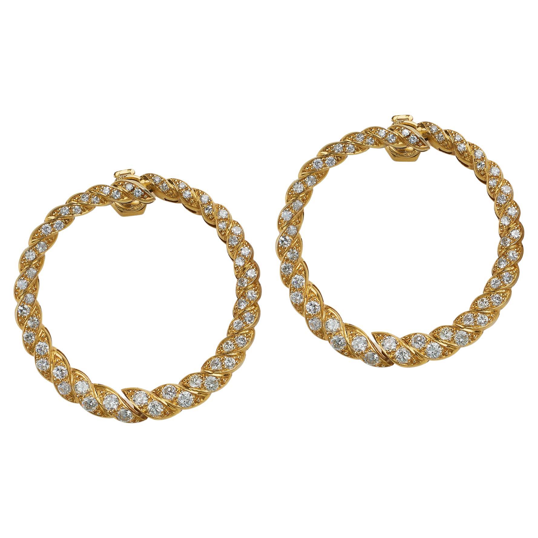 French Diamond Hoop Earrings