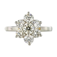 French Diamond Platinum Daisy Ring