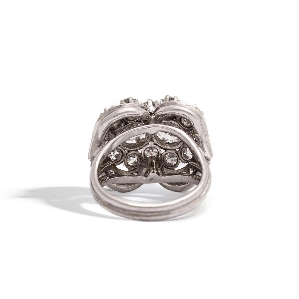 French Cut French Diamond Platinum Ring