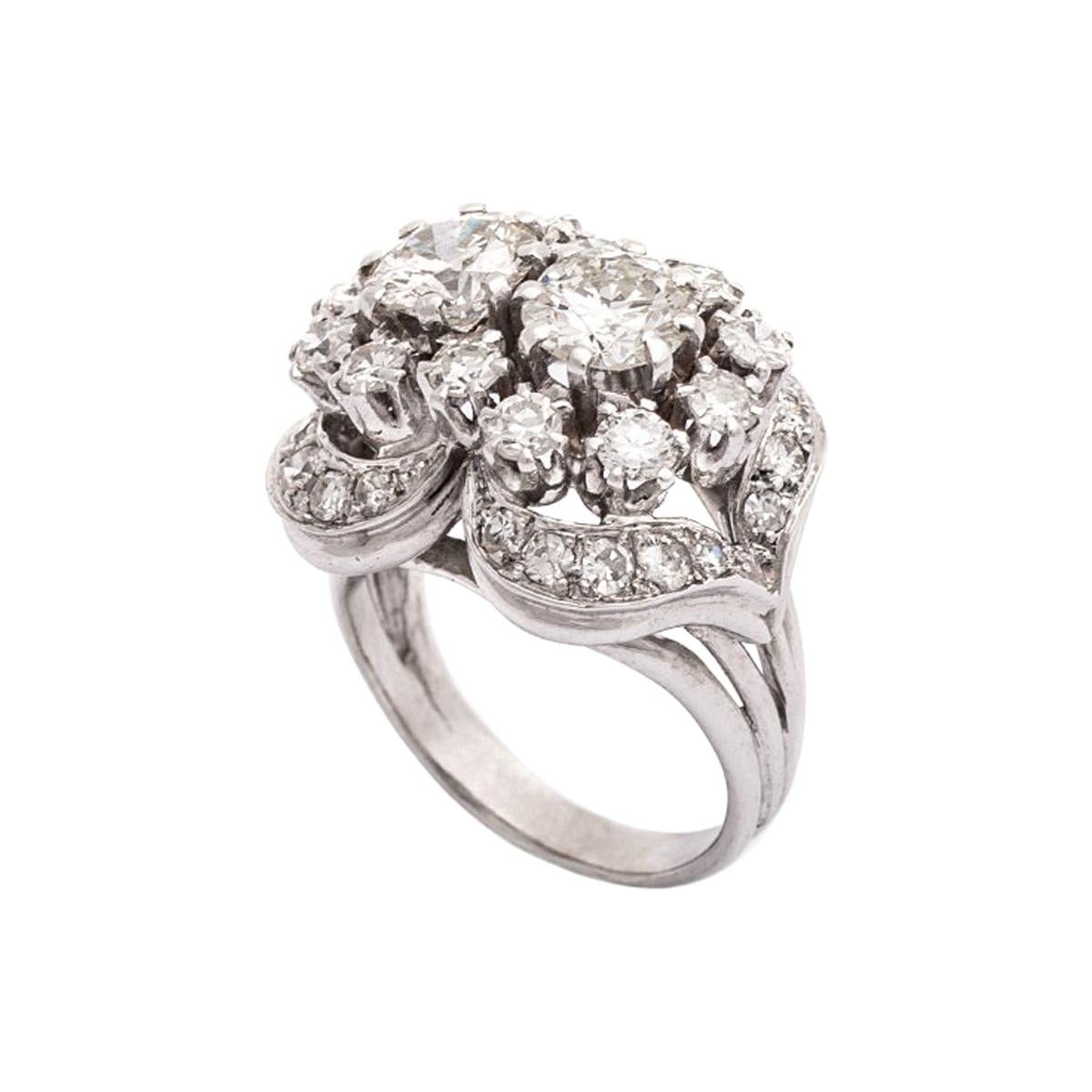 French Diamond Platinum Ring