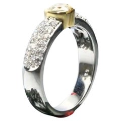 French Diamond Ring 18KT gold Pave Diamond Engagement Ring Rare Find