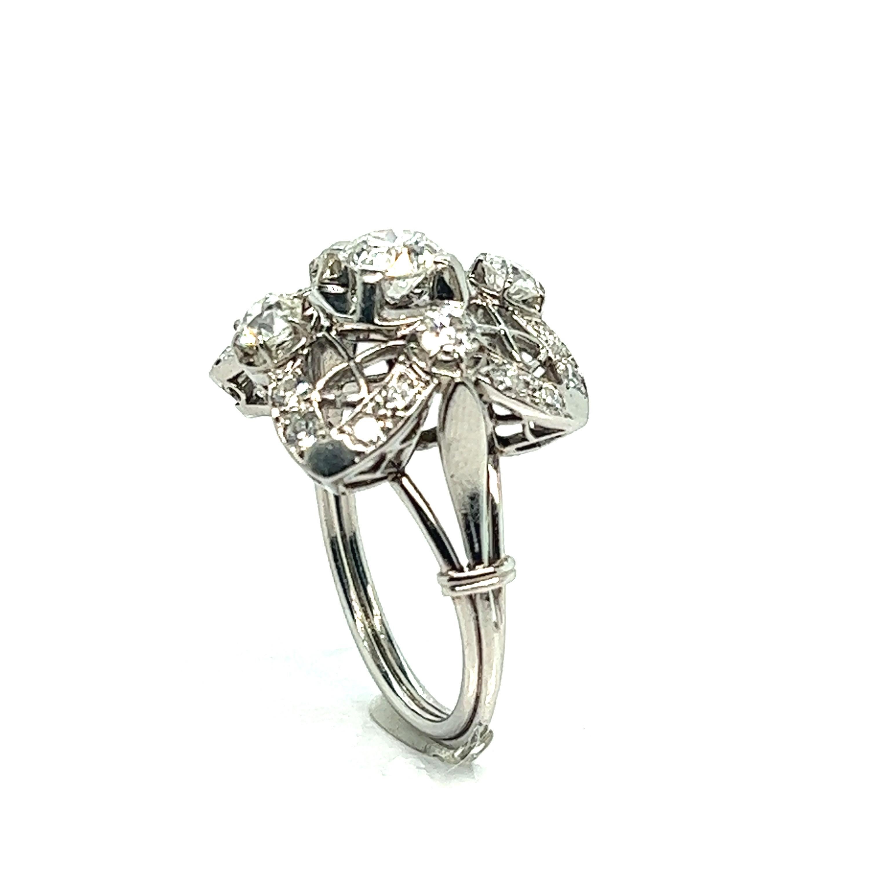 Brilliant Cut Art Deco French Diamond Ring Platinum For Sale