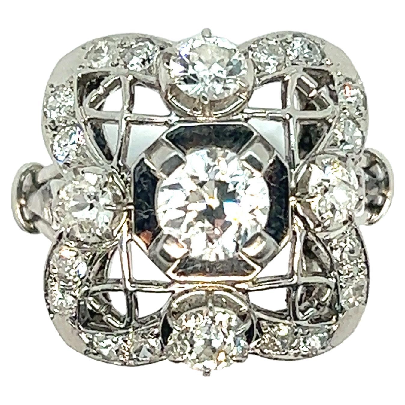 Art Deco Diamond Platinum Ring at 1stDibs