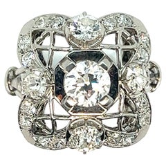 Art Deco French Diamond Ring Platinum