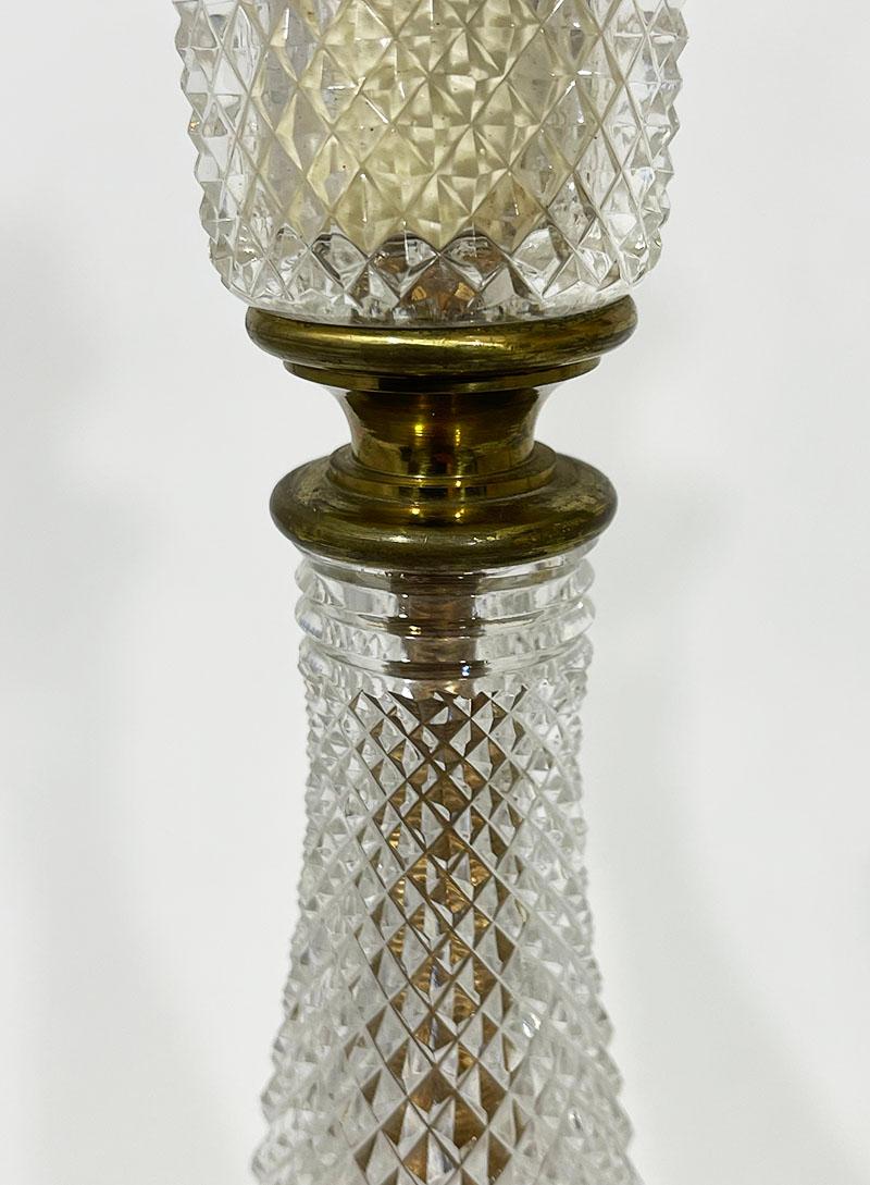 20ième siècle Lampes de table françaises en forme de diamant en cristal taillé, 1970 en vente