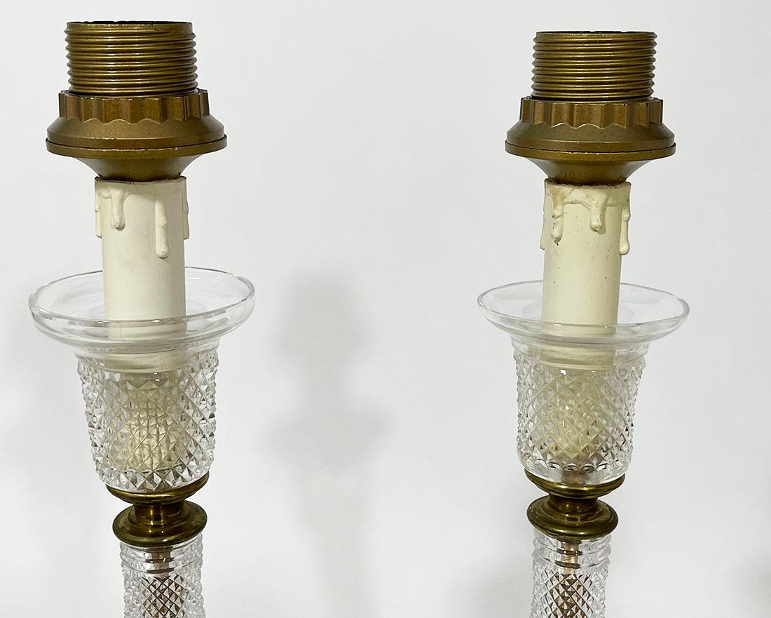 Cristal Lampes de table françaises en forme de diamant en cristal taillé, 1970 en vente