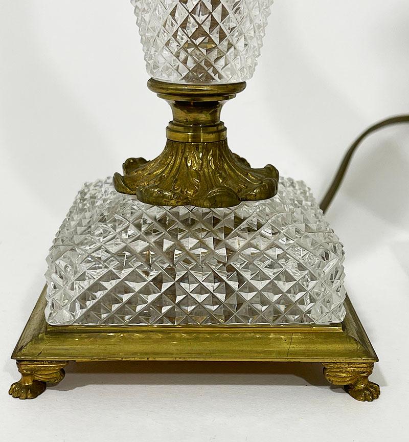 Lampes de table françaises en forme de diamant en cristal taillé, 1970 en vente 2
