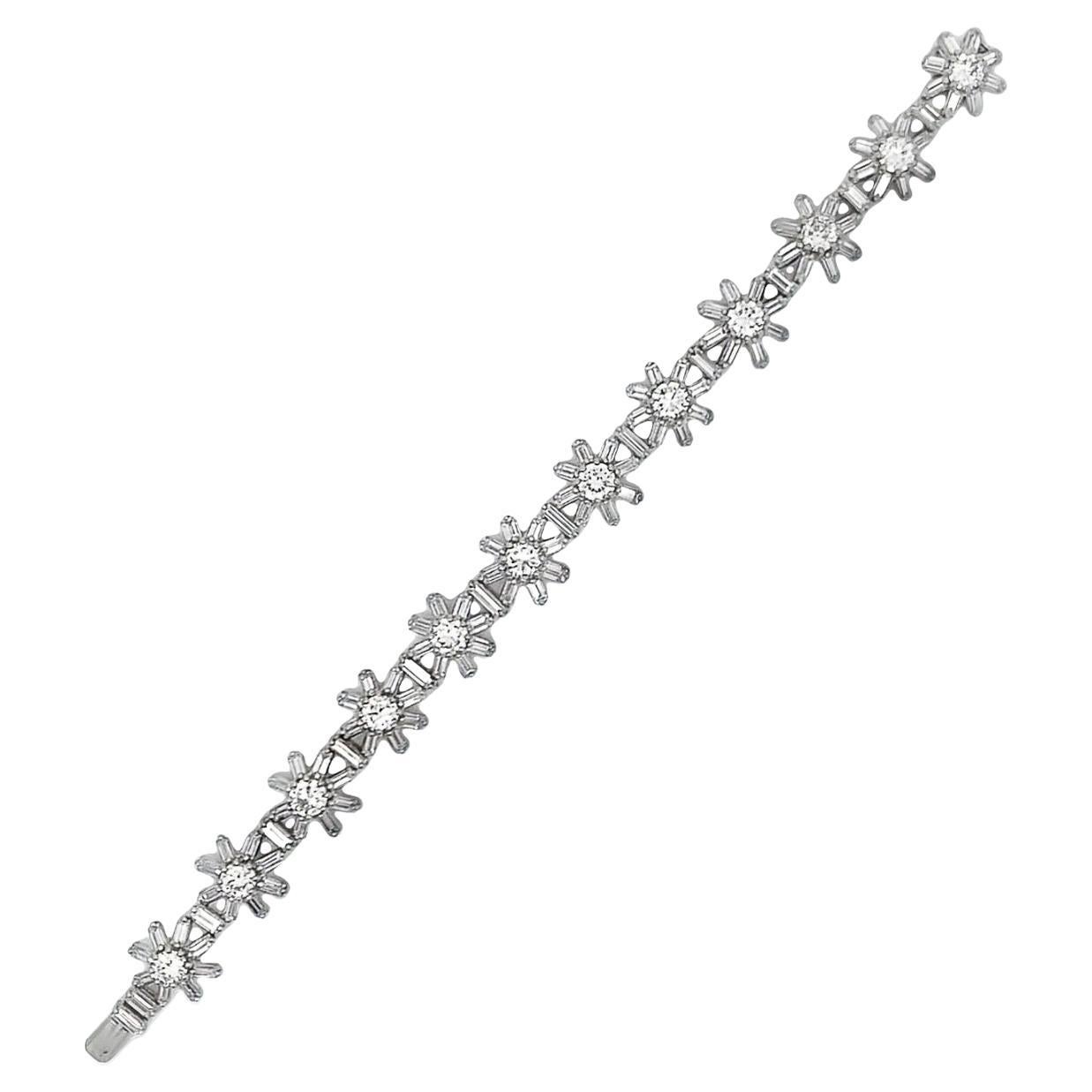 French Diamond Snowflake Bracelet  For Sale