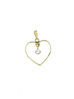French Diamond Solitaire Heart Pendant Yellow Gold