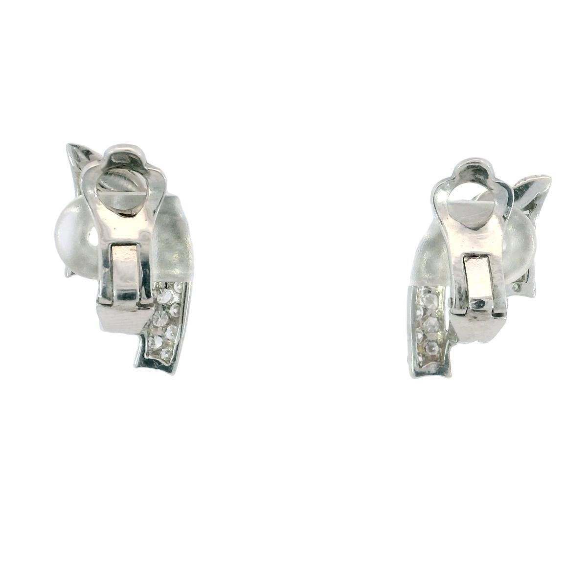 Taglio rotondo Orecchini con diamanti francesi in oro bianco 18 carati ~2ctw Diamanti in vendita