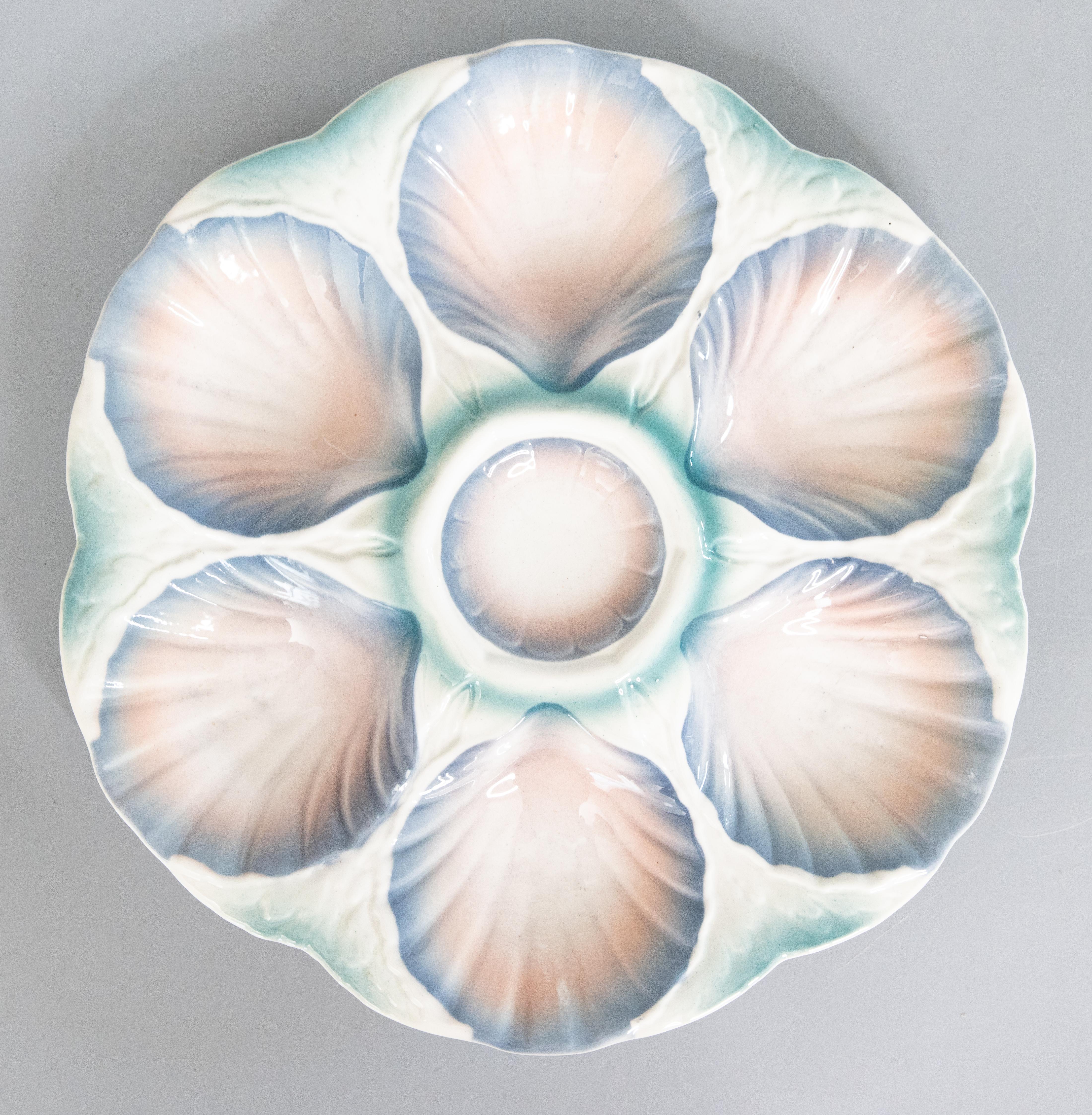Piatto da ostrica in maiolica francese di Digoin & Sarreguemines, CIRCA 1930 in vendita 1