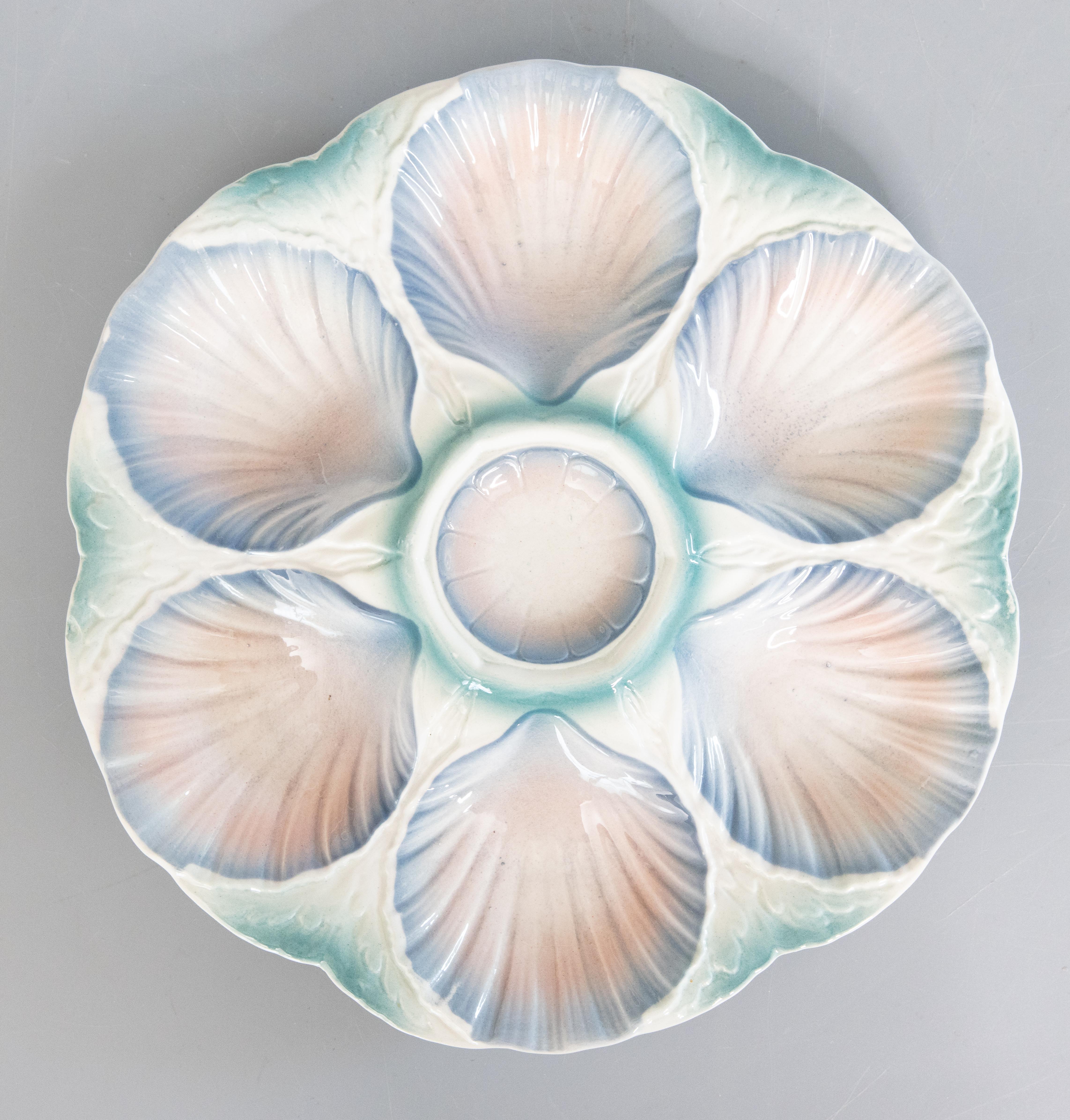 Piatto da ostrica in maiolica francese di Digoin & Sarreguemines, CIRCA 1930 1
