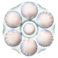 French Digoin & Sarreguemines Majolica Oyster Plate, Circa 1930