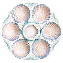 French Digoin & Sarreguemines Majolica Oyster Plate, Circa 1930
