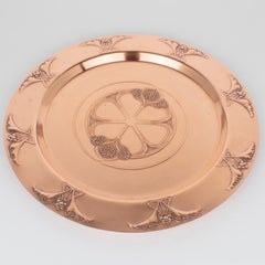 Centre de table ou plateau en cuivre Art Nouveau, circa 1910