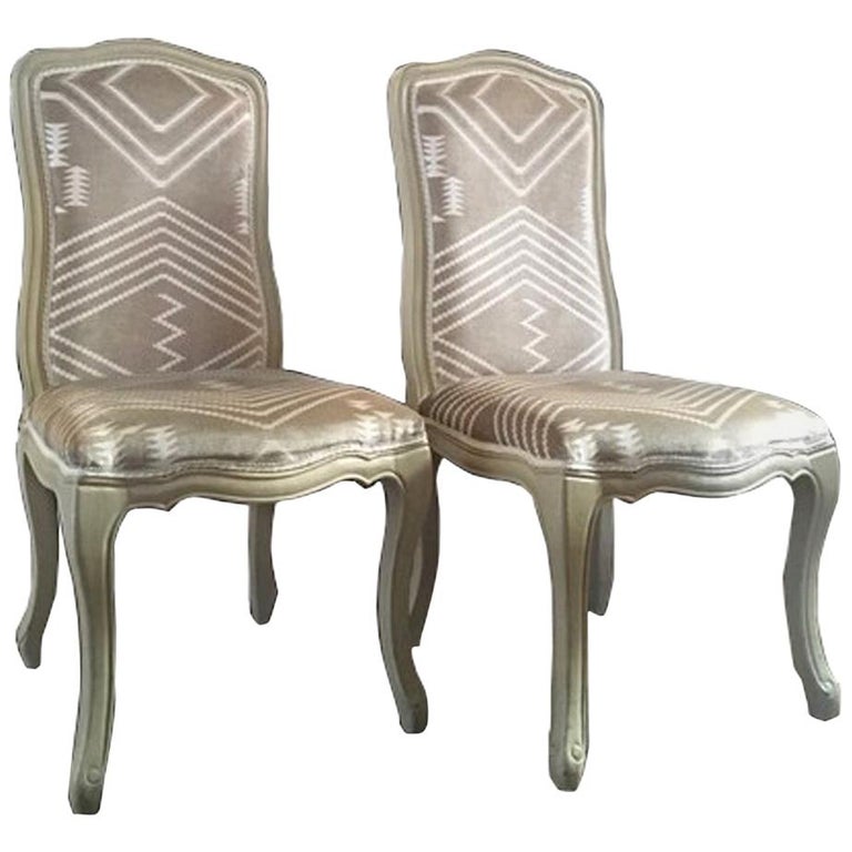 French Dining Chairs Andrew Martin Fabric Upholstered Ecrù Louis XV