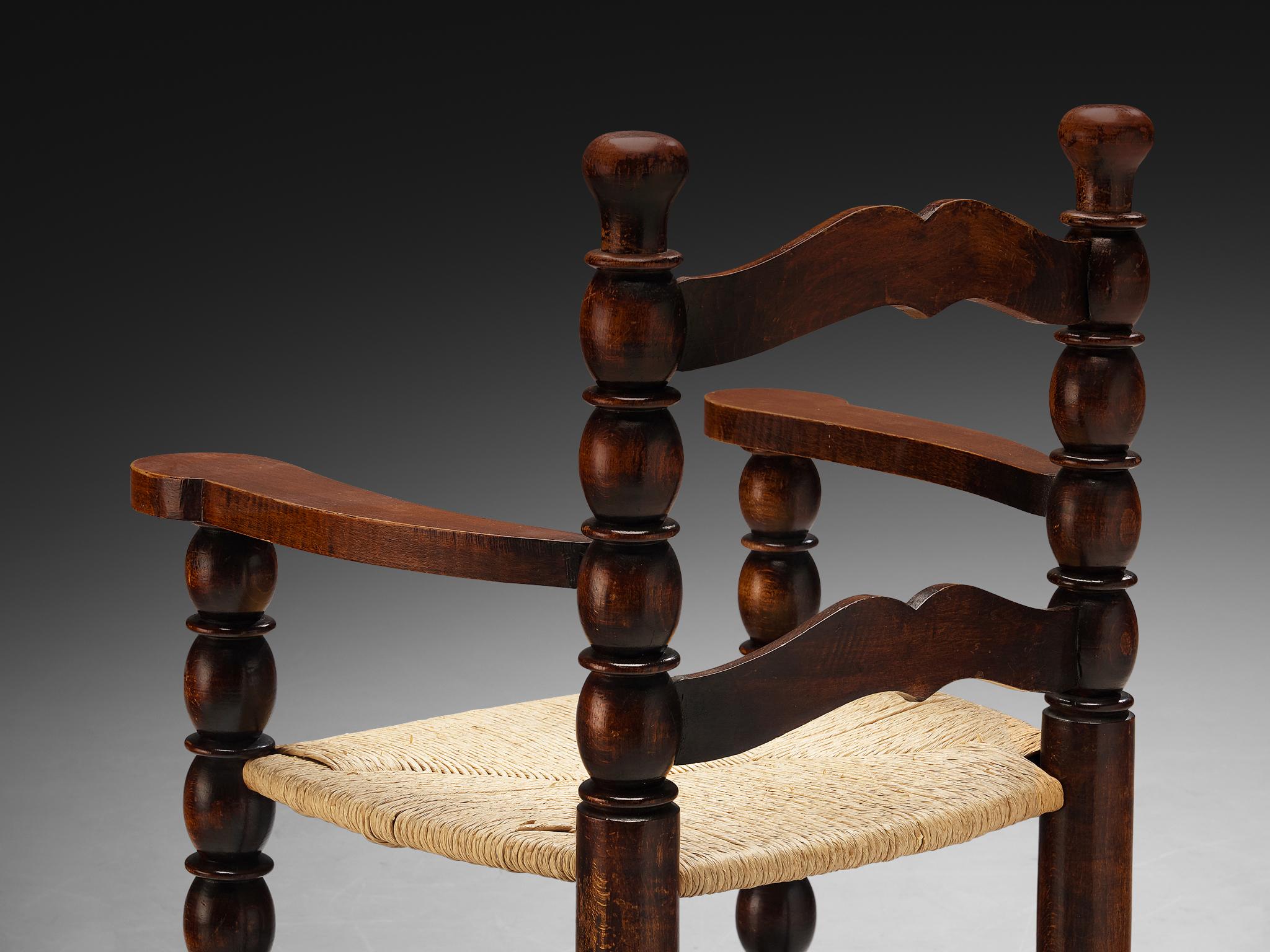 French Dining Chairs in Stained Wood and Straw For Sale 4