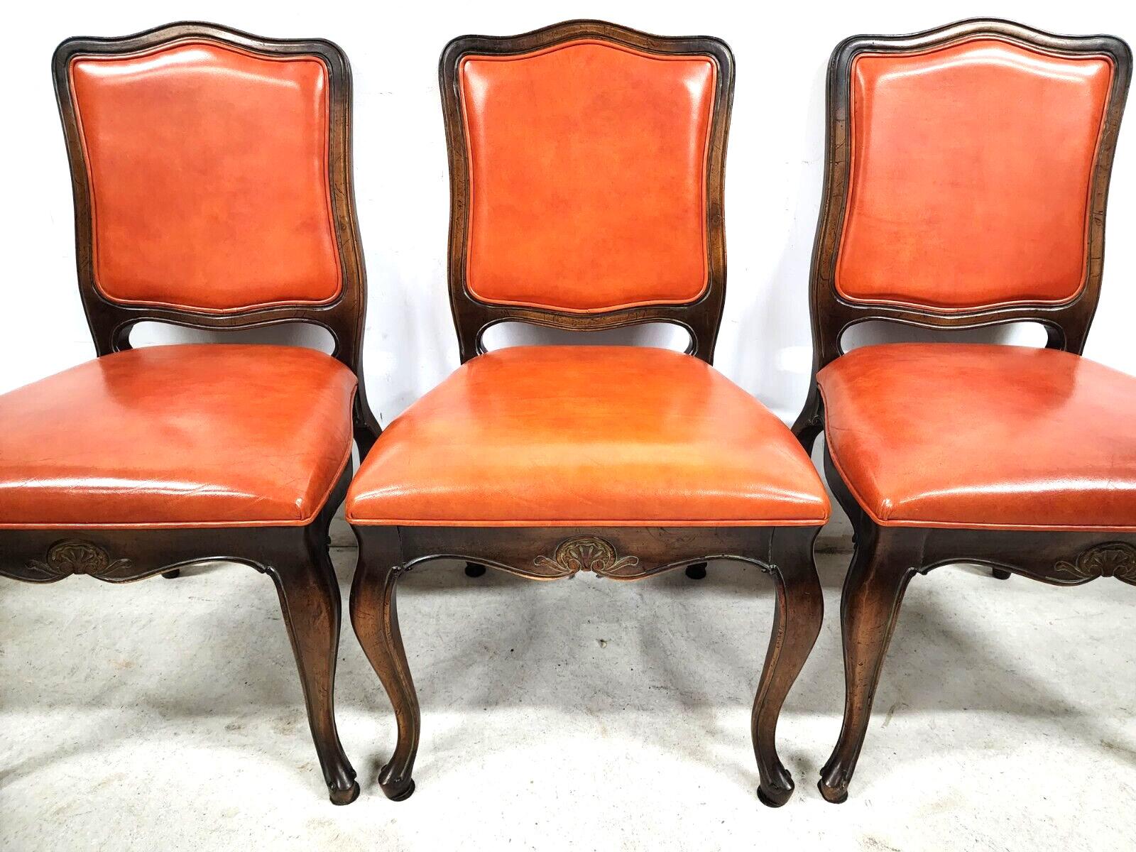 French Provincial French Dining Chairs Leather Chambly Vintage by HICKORY CHAIR Co For Sale