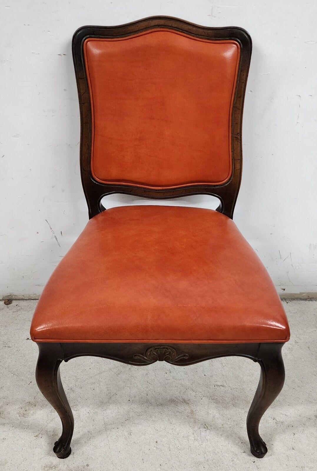 Late 20th Century French Dining Chairs Leather Chambly Vintage by HICKORY CHAIR Co For Sale