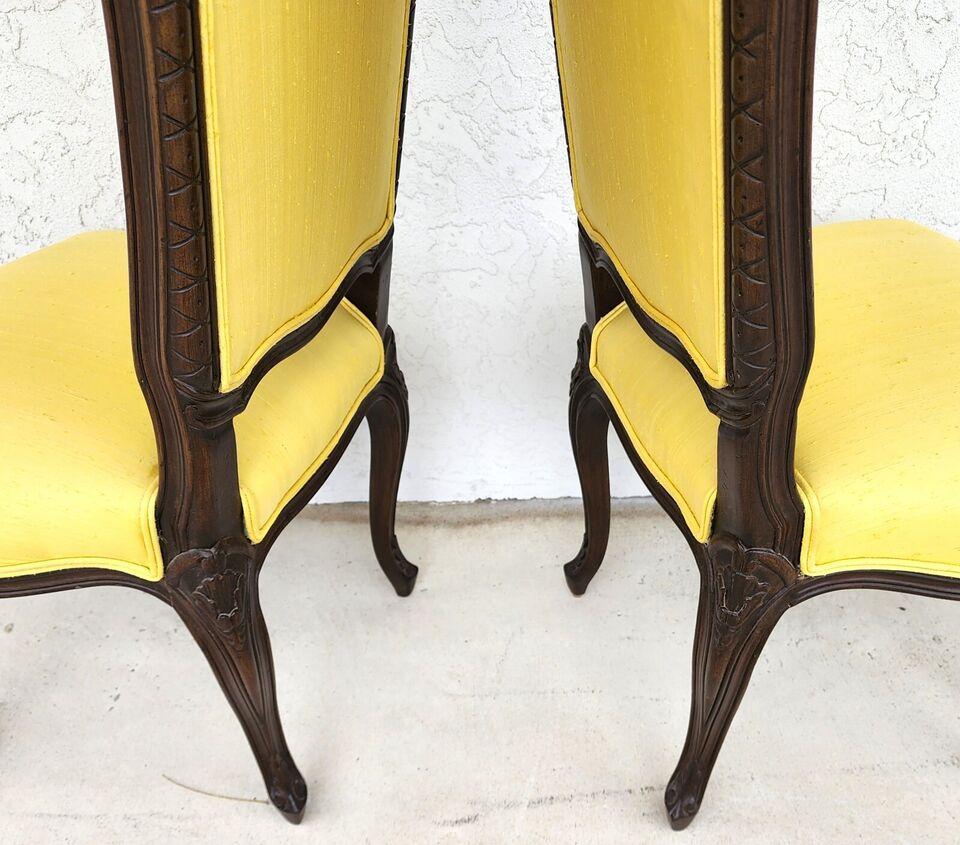 French Dining Chairs Linen Wingback by MARIANO GARCIA of Spain For Sale 9