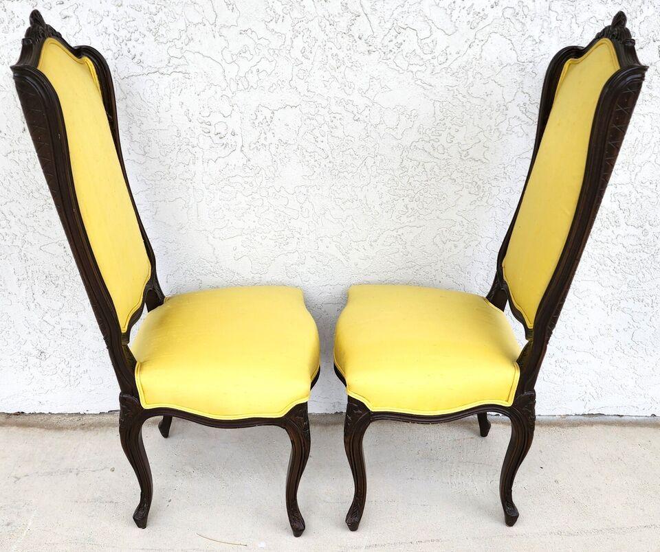 French Dining Chairs Linen Wingback by MARIANO GARCIA of Spain For Sale 12