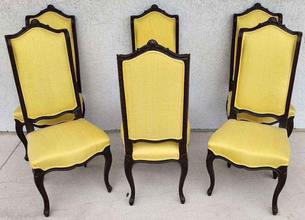 French Dining Chairs Linen Wingback by MARIANO GARCIA of Spain In Good Condition For Sale In Lake Worth, FL
