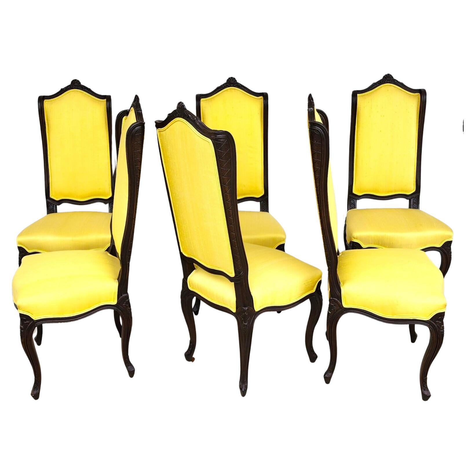 French Dining Chairs Linen Wingback by MARIANO GARCIA of Spain For Sale