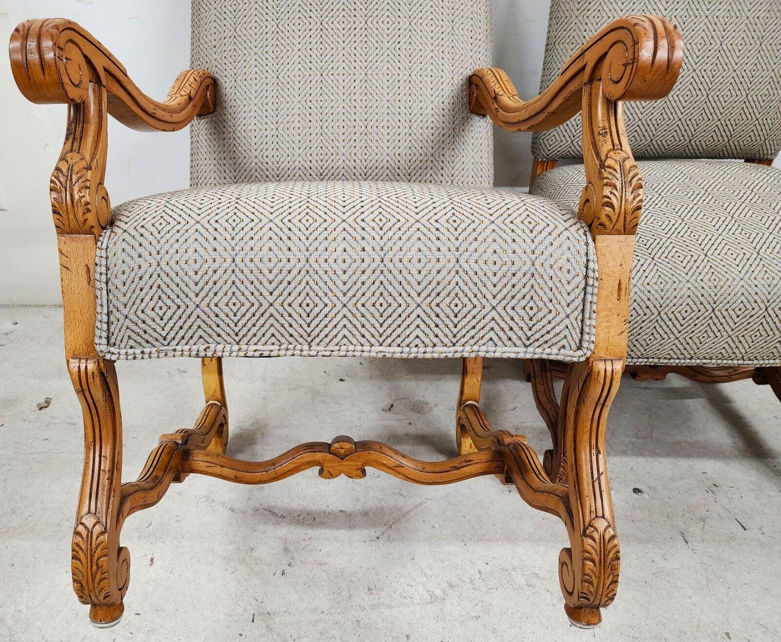 Cotton French Dining Chairs Louis XIV Os De Mouton Kreiss Style, Set of 8