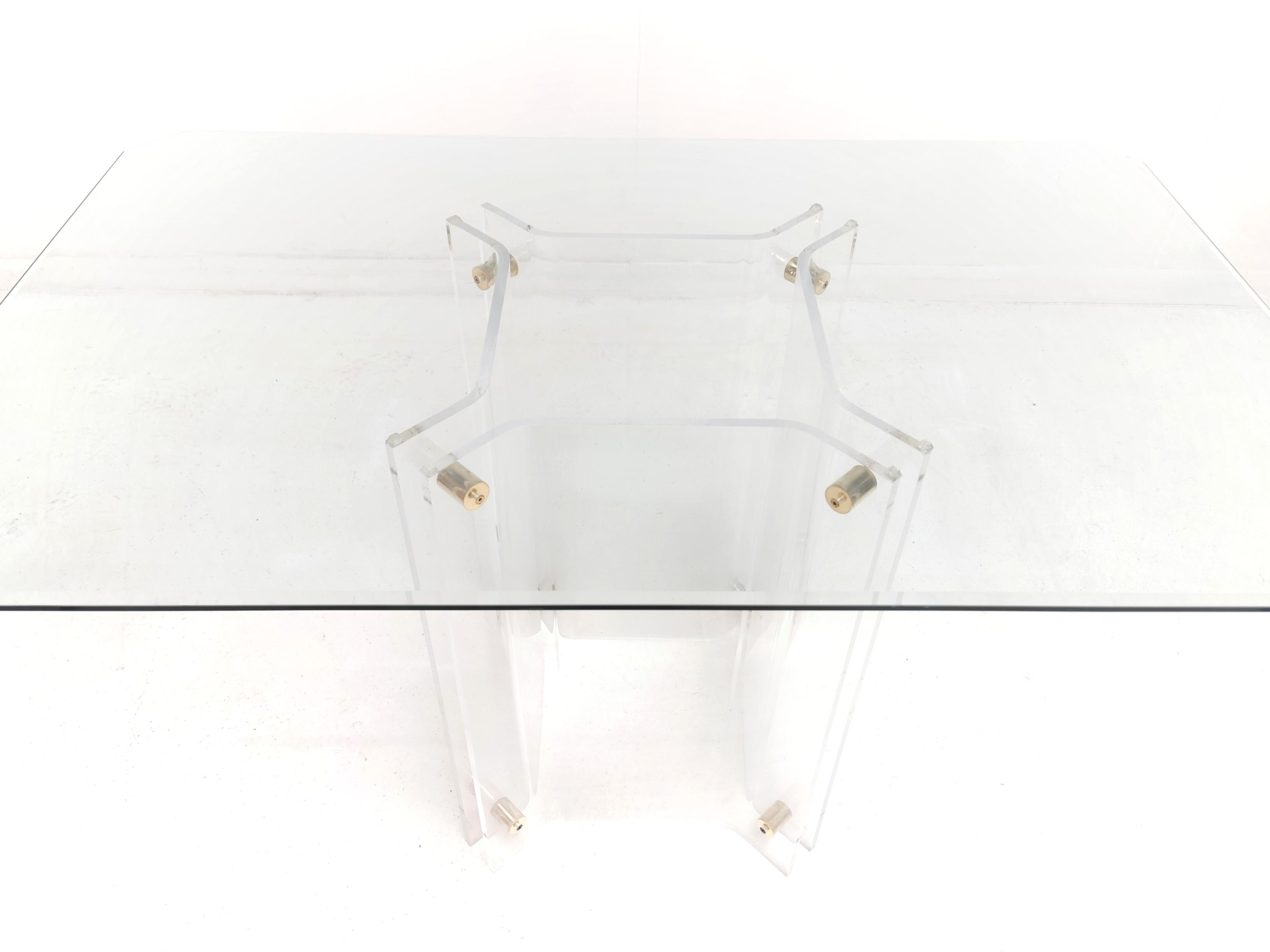 French Dining Table by David Lange Lucite and Glass Midcentury Vintage 2