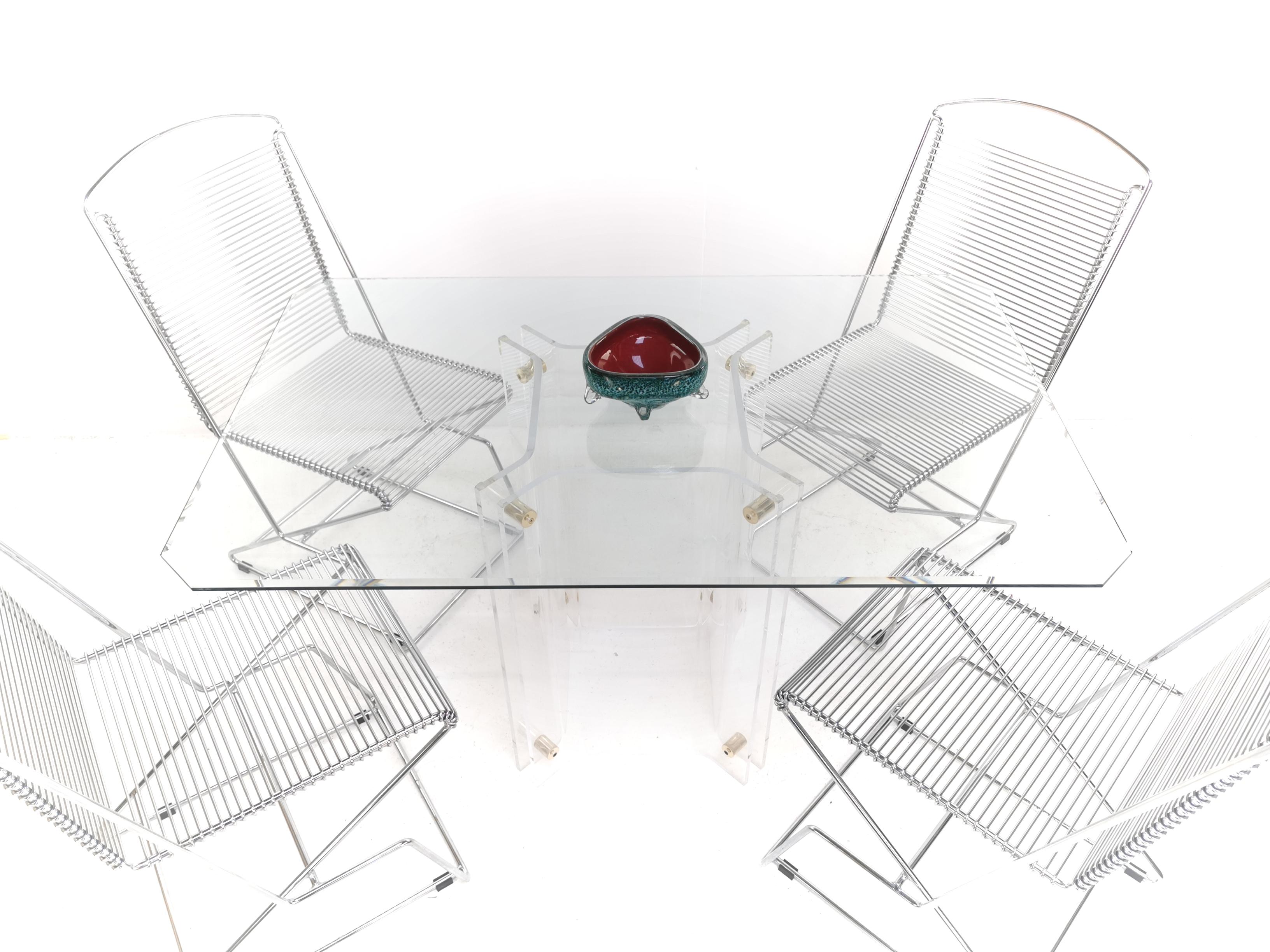 Mid-Century Modern French Dining Table by David Lange Lucite and Glass Midcentury Vintage