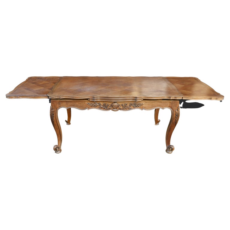 French Dining Table Extending Farmhouse Parquetry For Sale at 1stDibs