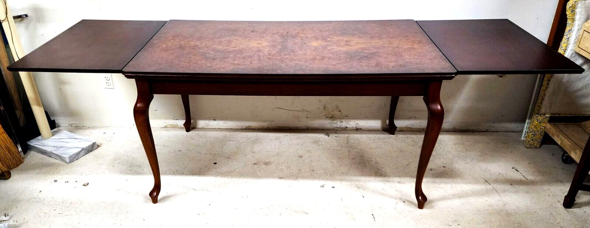 Late 20th Century French Dining Table High Gloss Birdseye Maple Extendable For Sale