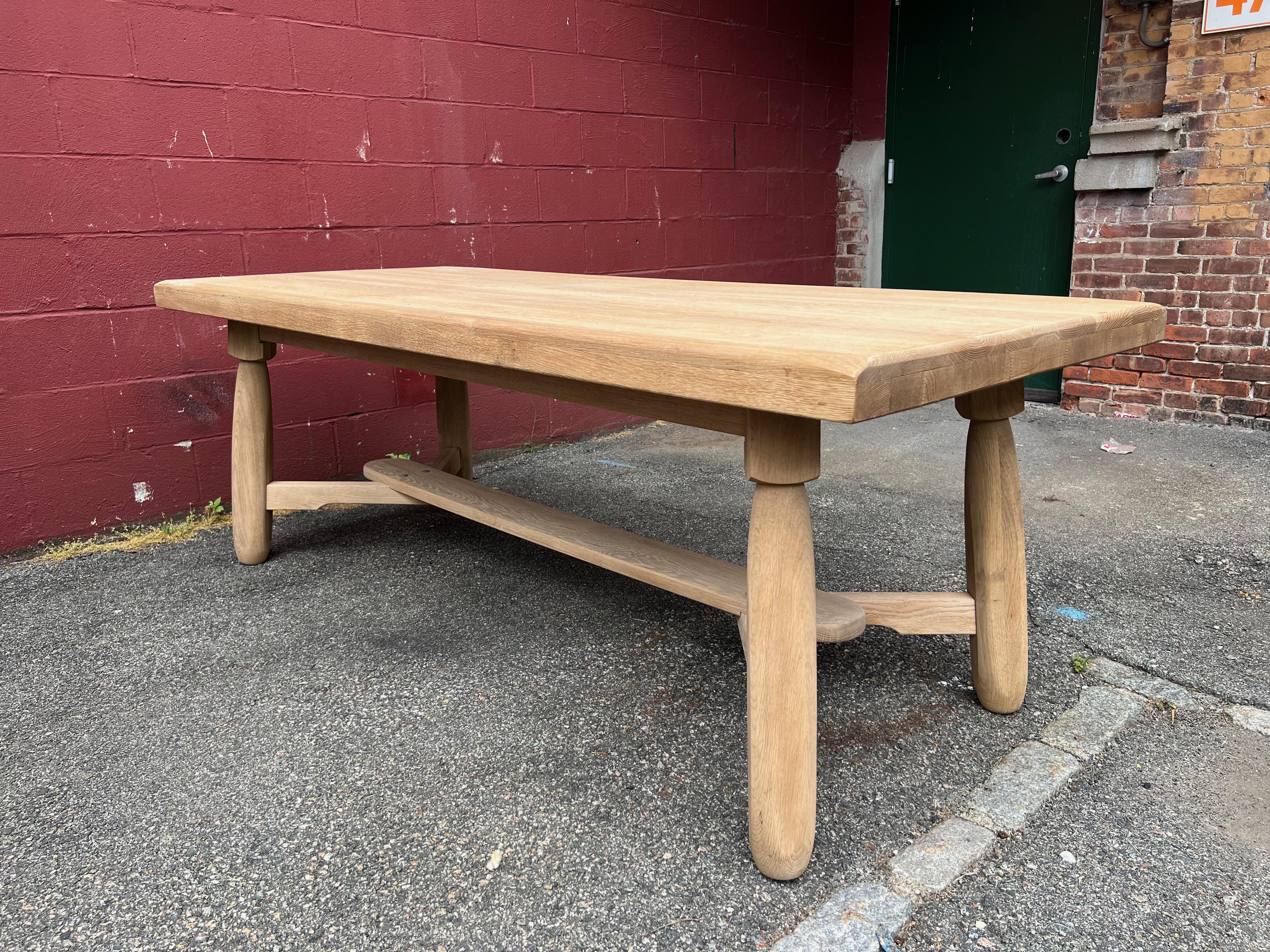Mid-20th Century French Dining Table in Bleached Oak