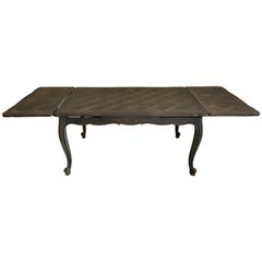 French Dining Table Louis XV Style, Gray Finish in Cherrywood