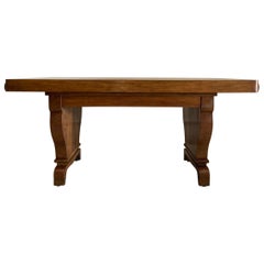 Antique French Dining Table Midcentury, Varnished in Cherrywood