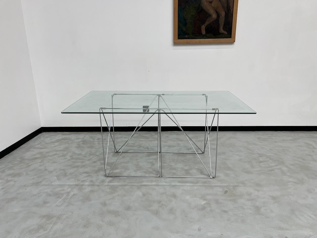 French dining table with folding base from Max Sauze Studio, 1970s For Sale 7