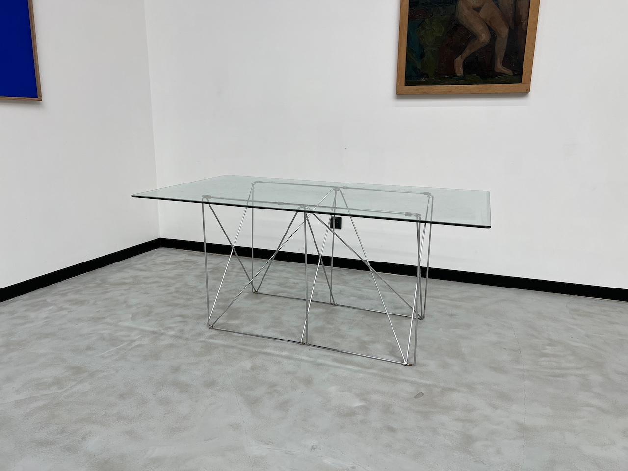 French dining table with folding base from Max Sauze Studio, 1970s For Sale 8