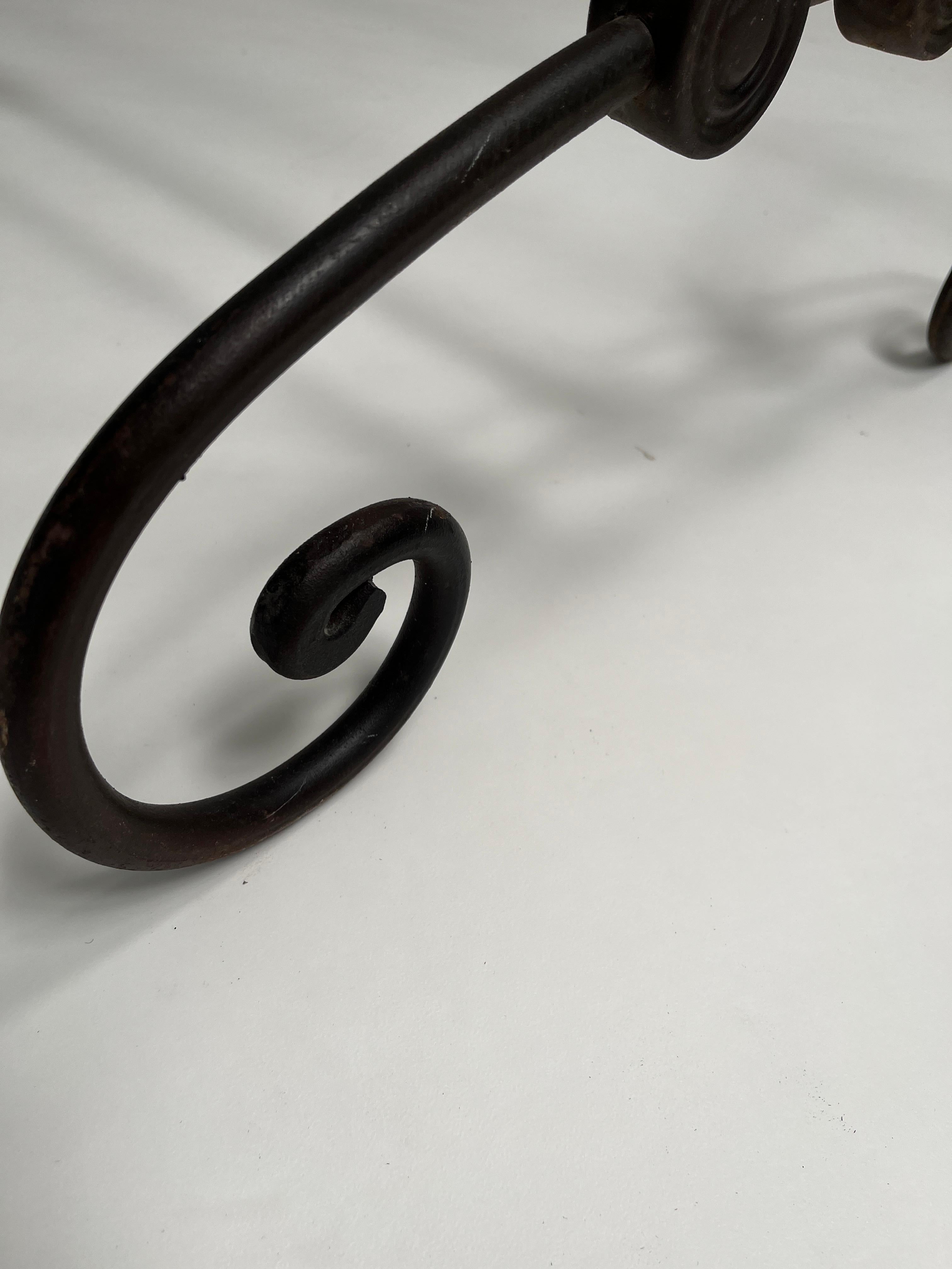 French Dining Table with Scrolled Steel Base For Sale 7