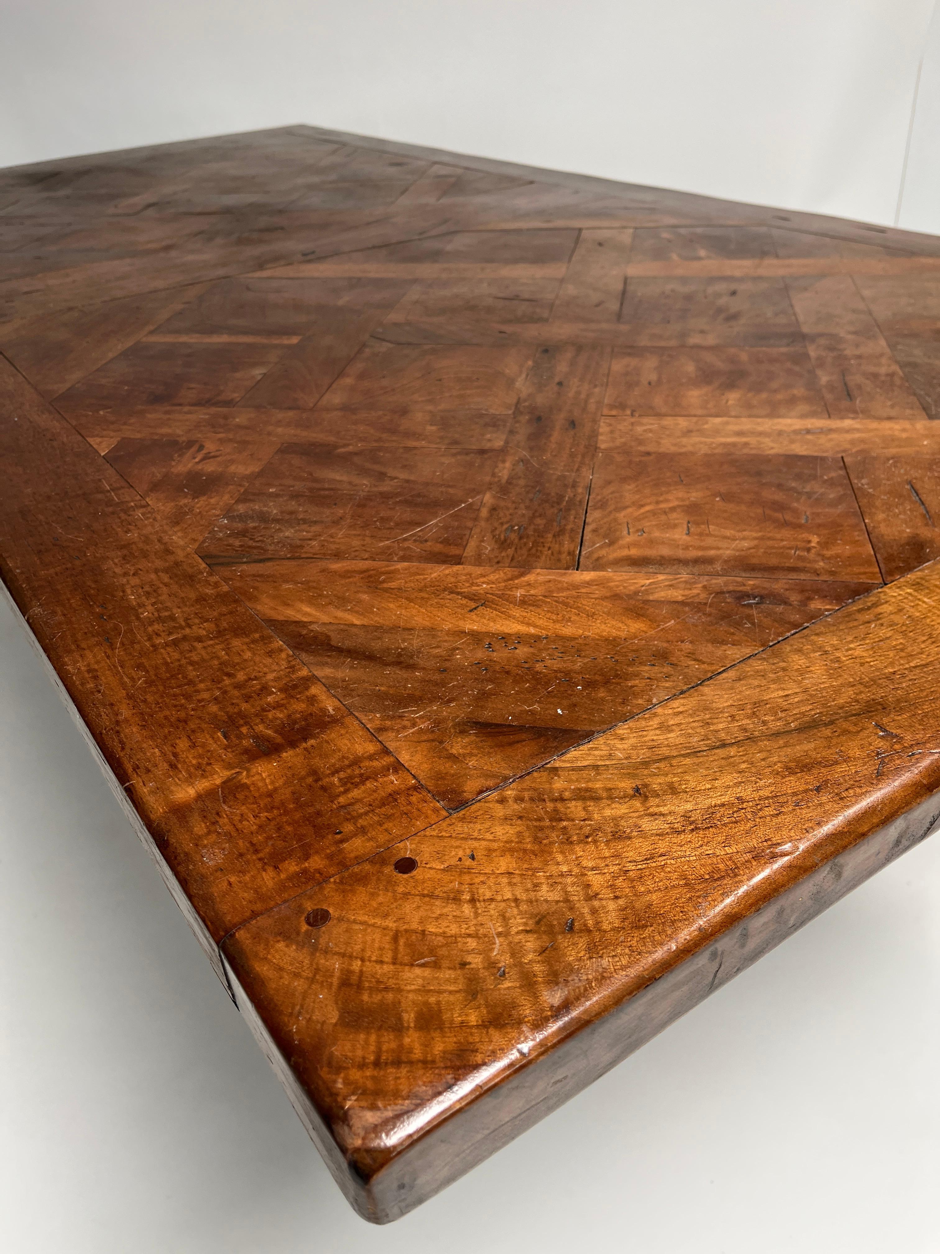 French Dining Table with Scrolled Steel Base For Sale 9