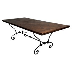 French Dining Table with Scrolled Steel Base