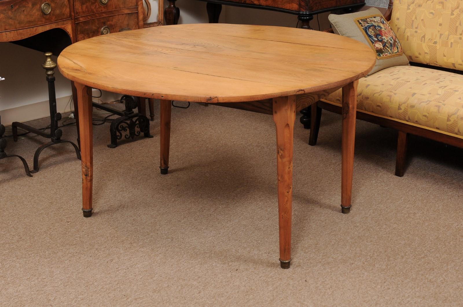 French Directoire Ashwood Oval Drop-Leaf Table, circa 1800 5