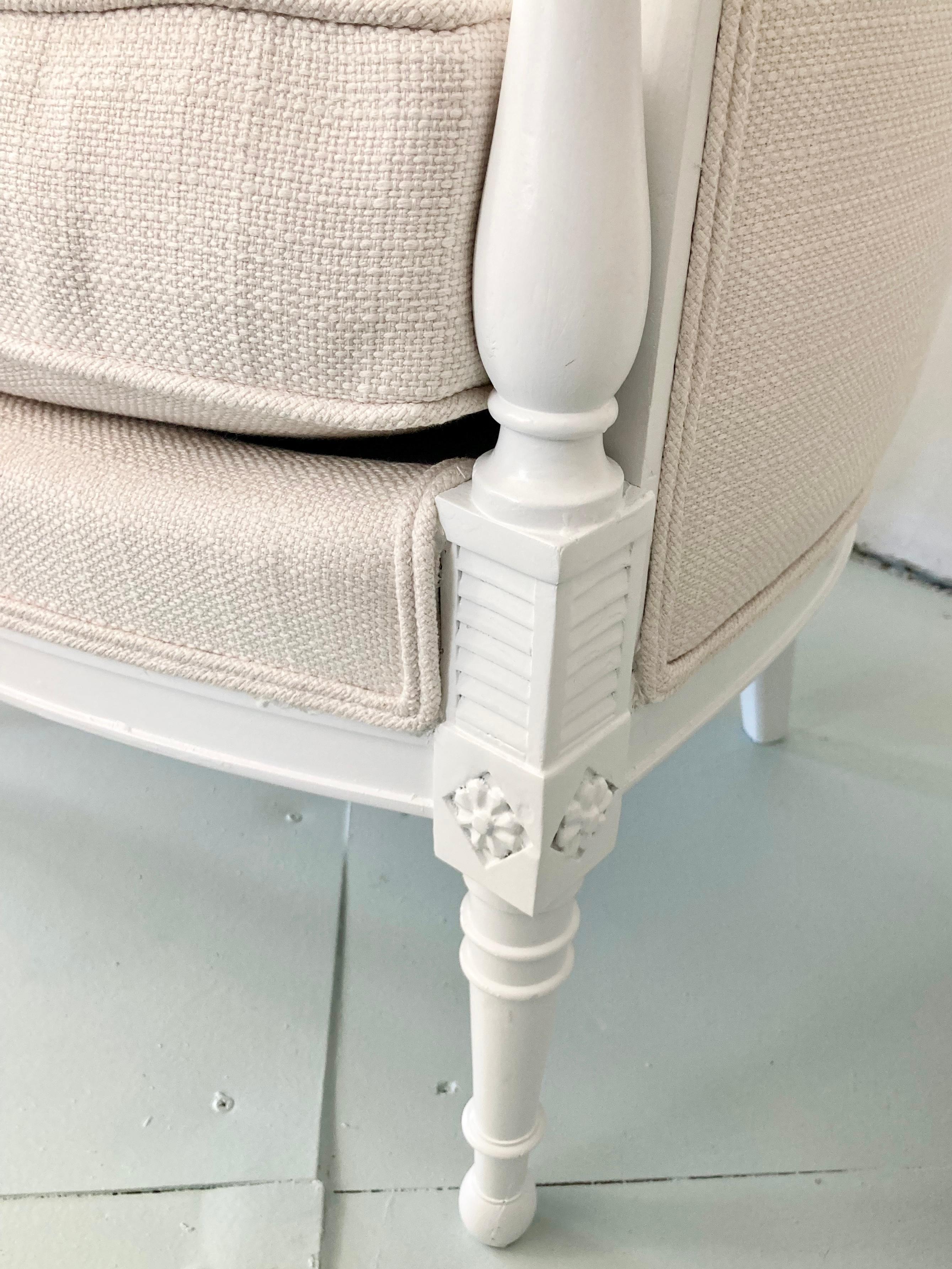 French Directoire Bergere Chair Fresh White Lacquered Finish, a Pair For Sale 7