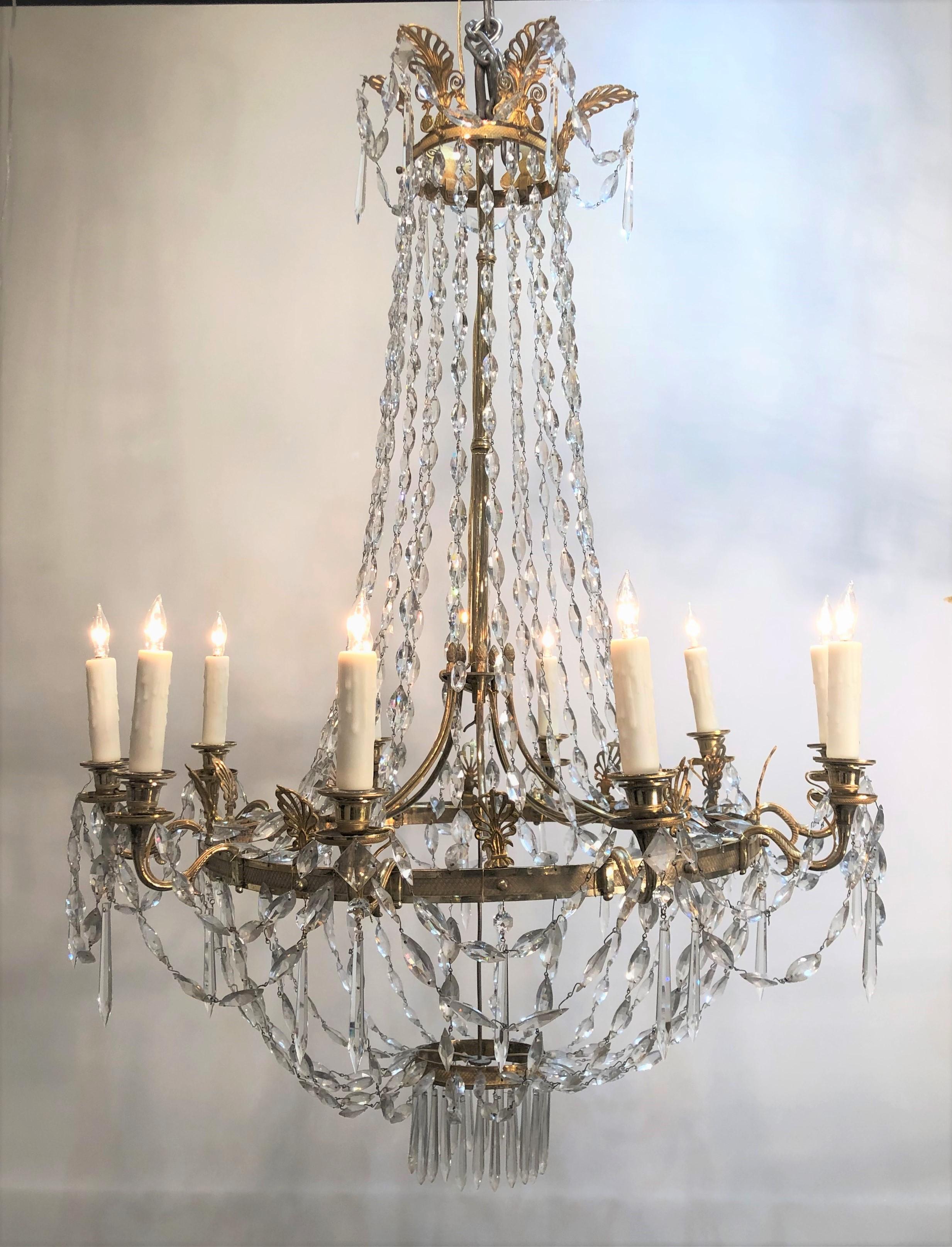French Directoire Bronze and Crystal Chandelier, 18th Century 8